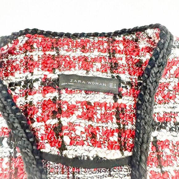 Zara Red and Black Tweed Jacket - Picture 5 of 8